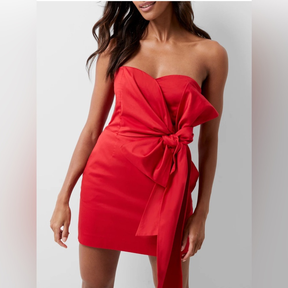 NWT French Connection Florida Summer Bow Mini Dress Size 8 | Sweetheart Neckline - Picture 1 of 2